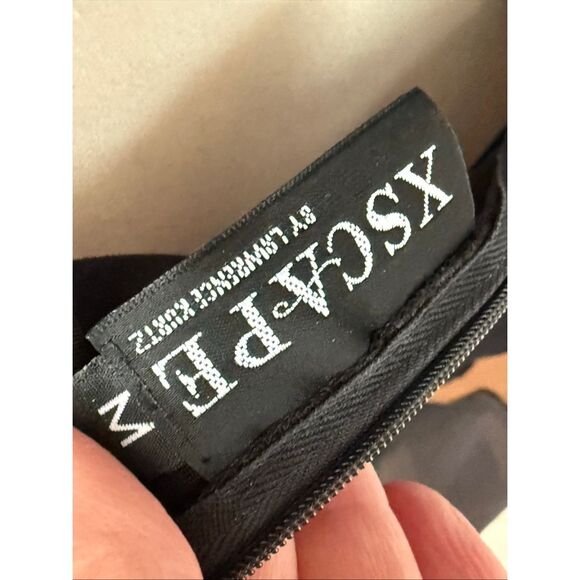 Xscape Illusion Neck Long Sleeve Black Velvet Top Beaded Fringe M - Picture 8 of 9